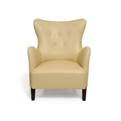 Peter Hvidt Orla M lgaard Nielsen Early Peter Hvidt Lounge Chair in Light Yellow Cream Leather - 2357130