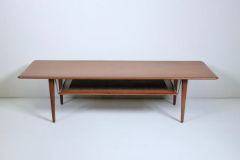 Peter Hvidt Orla M lgaard Nielsen Peter Hvidt Orla Molgaard for France Sons Teak Cane Coffee Table 1950s - 2710723