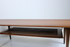 Peter Hvidt Orla M lgaard Nielsen Peter Hvidt Orla Molgaard for France Sons Teak Cane Coffee Table 1950s - 2710733