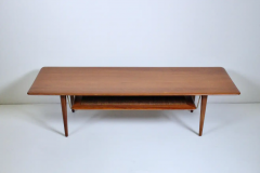 Peter Hvidt Orla M lgaard Nielsen Peter Hvidt Orla Molgaard for France Sons Teak Cane Coffee Table 1950s - 2710772