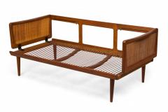 Peter Hvidt Peter Hvidt Danish Wooden Frame Caned Gold Patterned Upholstered Sleeper Settee - 2793889