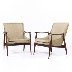 Peter Hvidt Peter Hvidt Style Mid Century Danish Teak Lounge Chairs Pair - 4216834
