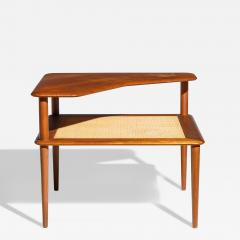 Peter Hvidt Peter Hvidt for France and Son Mid Century Danish Teak and Rattan Corner Table - 4448403