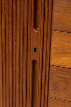 Peter Hvidt for S borg M bler Danish Mid Century Teak Cabinet with Small Tambour - 4633617