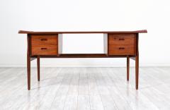 Peter L vig Nielsen Peter Lovig Nielsen Danish Modern Executive Sculpted Teak Desk by Peter Lovig Nielsen - 2953479