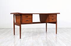 Peter L vig Nielsen Peter Lovig Nielsen Danish Modern Executive Sculpted Teak Desk by Peter Lovig Nielsen - 2953481