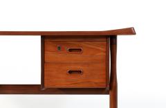 Peter L vig Nielsen Peter Lovig Nielsen Danish Modern Executive Sculpted Teak Desk by Peter Lovig Nielsen - 2953486