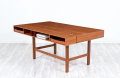 Peter L vig Nielsen Peter Lovig Nielsen Danish Modern Flip Top Partners Executive Teak Desk by Peter L vig Nielsen - 2470921