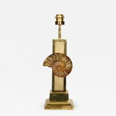 Peter Van Heeck 1970s bronze lamp with ammonite by Peter Van Heeck - 731041