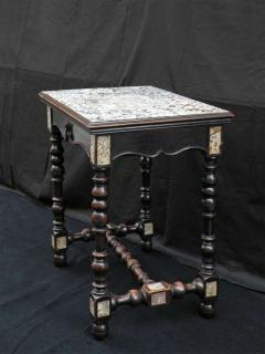 Petite 19th Century Louis XIII Style Ebonized Marble Top Center Table - 670526
