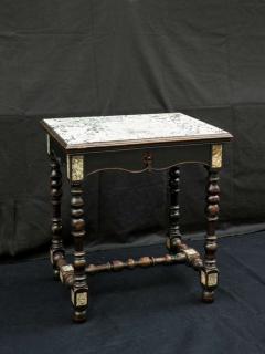 Petite 19th Century Louis XIII Style Ebonized Marble Top Center Table - 670527