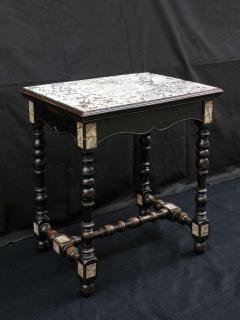 Petite 19th Century Louis XIII Style Ebonized Marble Top Center Table - 670533