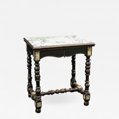 Petite 19th Century Louis XIII Style Ebonized Marble Top Center Table - 671204