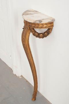 Petite French Louis XVI Style Gold Gilt Demilune Bracket Console - 530214