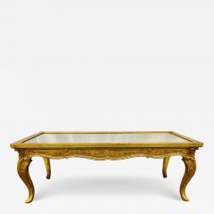 Petite Hollywood Regency Style Coffee Table Giltwood Base Antiqued Mirror Top - 2920839