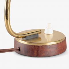 Petite Italian Mid Century Task Lights in Walnut Glass Brass Pair - 4079186