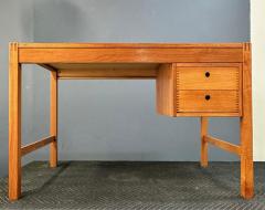 Petite Mid Century Teak Danish Desk with Sliding Drawers and Exposed Joinery - 2779418
