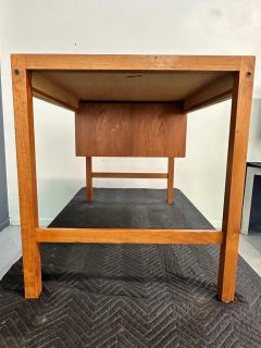 Petite Mid Century Teak Danish Desk with Sliding Drawers and Exposed Joinery - 2779423
