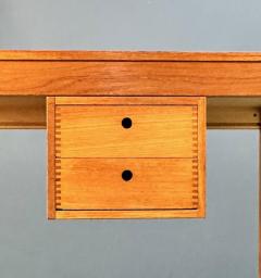 Petite Mid Century Teak Danish Desk with Sliding Drawers and Exposed Joinery - 2779432