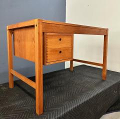 Petite Mid Century Teak Danish Desk with Sliding Drawers and Exposed Joinery - 2779433