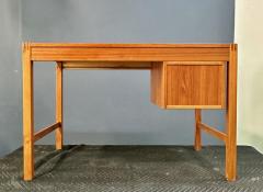 Petite Mid Century Teak Danish Desk with Sliding Drawers and Exposed Joinery - 2779445