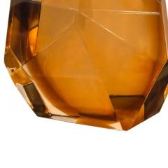 Petite Pair of Amber Faceted Murano Glass Table Lamps - 3888579