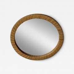 Petite Round Rattan Mirror Italy 1960s - 2995850