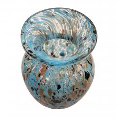 Petite Sky Blue with Black and Copper Aventurine Freckles Murano Glass Vase - 4606387