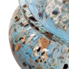 Petite Sky Blue with Black and Copper Aventurine Freckles Murano Glass Vase - 4606388