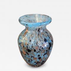 Petite Sky Blue with Black and Copper Aventurine Freckles Murano Glass Vase - 4606391