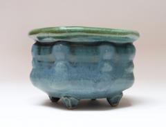 Petite Vintage Blue and Green Studio Pottery Square Planter by Deanna Nichols - 4453346