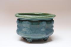 Petite Vintage Blue and Green Studio Pottery Square Planter by Deanna Nichols - 4453347