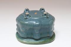 Petite Vintage Blue and Green Studio Pottery Square Planter by Deanna Nichols - 4453349