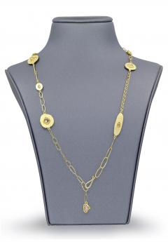 Petra Class Natural Rose Cut Diamond 22k 18k Gold Multichain Long Necklace Petra Class 2024 - 4706430