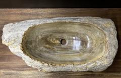 Petrified Wood Sink Organic Modern in Grey Beige Brown Tones Top Quality - 3594924