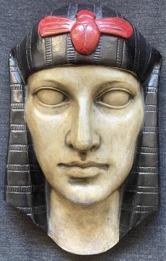 Pharaoh w Winged Scarab Art Deco Relief Sculpture - 3702718