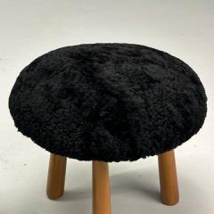 Philip Arctander Contemporary Swedish Mid Century Style Tripod Stools Black Sheepskin - 3498154