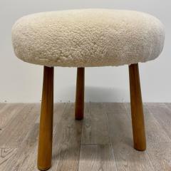 Philip Arctander Contemporary Swedish Modern Style Sheepskin Footstool Ottoman Beige - 3313305