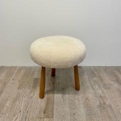 Philip Arctander Contemporary Swedish Modern Style Sheepskin Footstool Ottoman Beige - 3313308