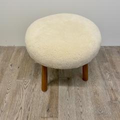 Philip Arctander Contemporary Swedish Modern Style Sheepskin Footstool Ottoman Beige - 3313309