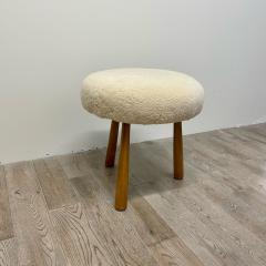 Philip Arctander Contemporary Swedish Modern Style Sheepskin Footstool Ottoman Beige - 3313311