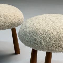 Philip Arctander Contemporary Swedish Modern Style Sheepskin Stools or Ottomans Shearling - 3682958