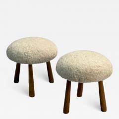 Philip Arctander Contemporary Swedish Modern Style Sheepskin Stools or Ottomans Shearling - 3683259