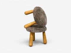 Philip Arctander Danish Modern Style Gray Sheepskin Maple Shearling Footstools 21st c  - 4636658