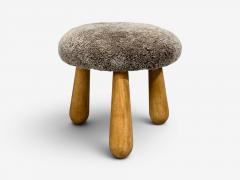 Philip Arctander Danish Modern Style Gray Sheepskin Maple Shearling Footstools 21st c  - 4636660