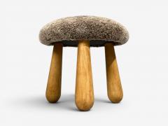 Philip Arctander Danish Modern Style Gray Sheepskin Maple Shearling Footstools 21st c  - 4636661