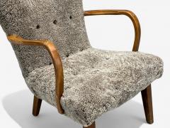 Philip Arctander Philip Arctander Style Shearling Beech Lounge Chair Denmark 1960s - 4341390