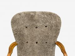 Philip Arctander Philip Arctander Style Shearling Beech Lounge Chair Denmark 1960s - 4341394