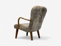 Philip Arctander Philip Arctander Style Shearling Beech Lounge Chair Denmark 1960s - 4341396