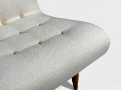 Philip Arctander Swedish Modern Scoop Lounge Chair Beige Linen Beech Sweden 1940s - 4531372